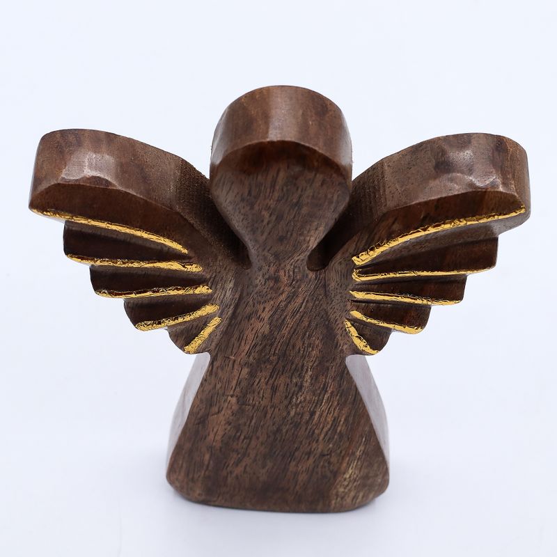 Angelo in Legno di Mango 19cm – Decorazione Dorata