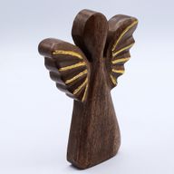 Angelo in Legno di Mango 19cm – Decorazione Dorata