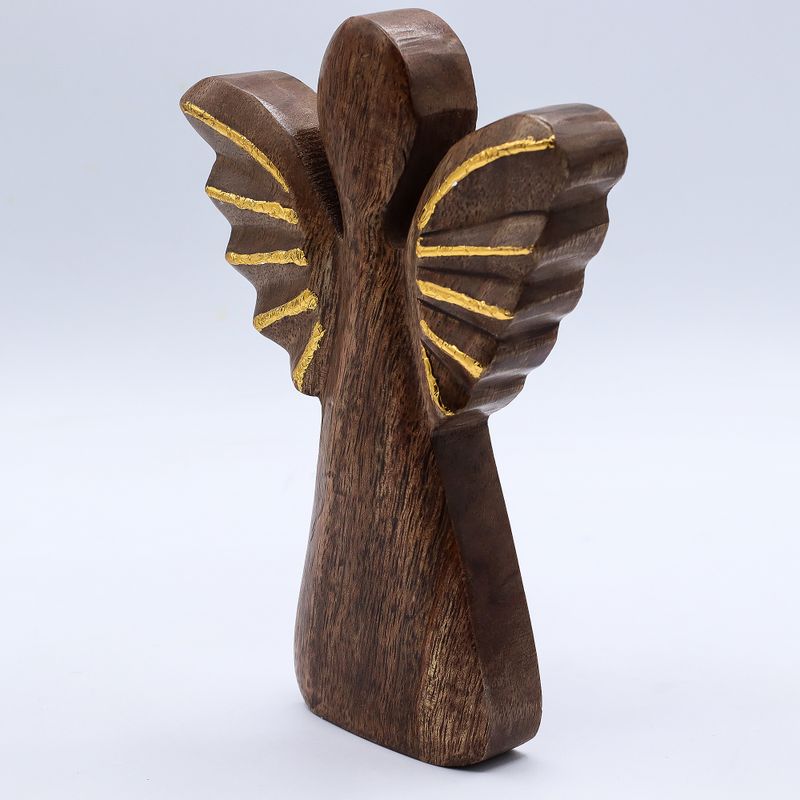 Angelo in Legno di Mango 19cm – Decorazione Dorata