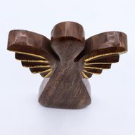 Angelo in Legno di Mango 19cm – Decorazione Dorata
