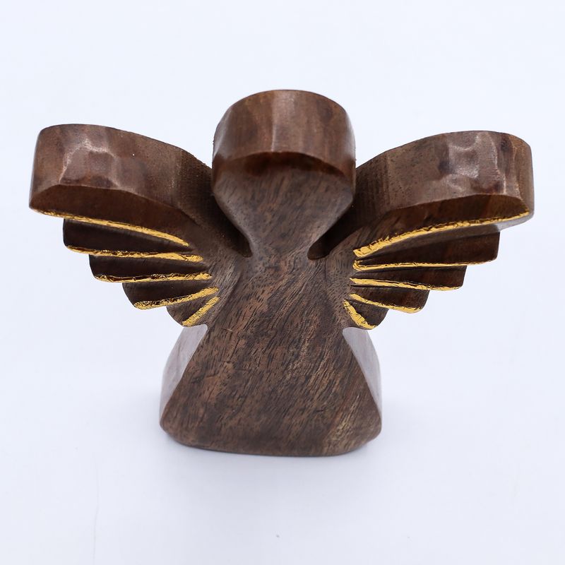 Angelo in Legno di Mango 19cm – Decorazione Dorata