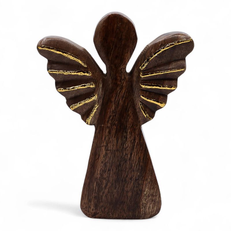 Angelo in Legno di Mango 19cm – Decorazione Dorata