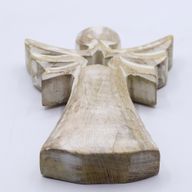 Angelo in Legno di Mango 18cm – Sbiancato con Stella Intagliata