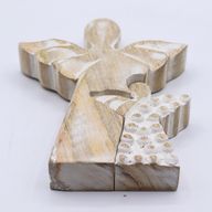 Angelo in Legno di Mango con Angelo Intagliato 15 cm – Sbiancato