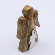 Angelo in Legno di Mango con Angelo Intagliato in Smalto Bianco 15 cm