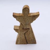 Angelo in Legno di Mango con Angelo Intagliato in Smalto 15 cm