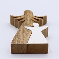 Angelo in Legno di Mango con Angelo Intagliato in Smalto 15 cm