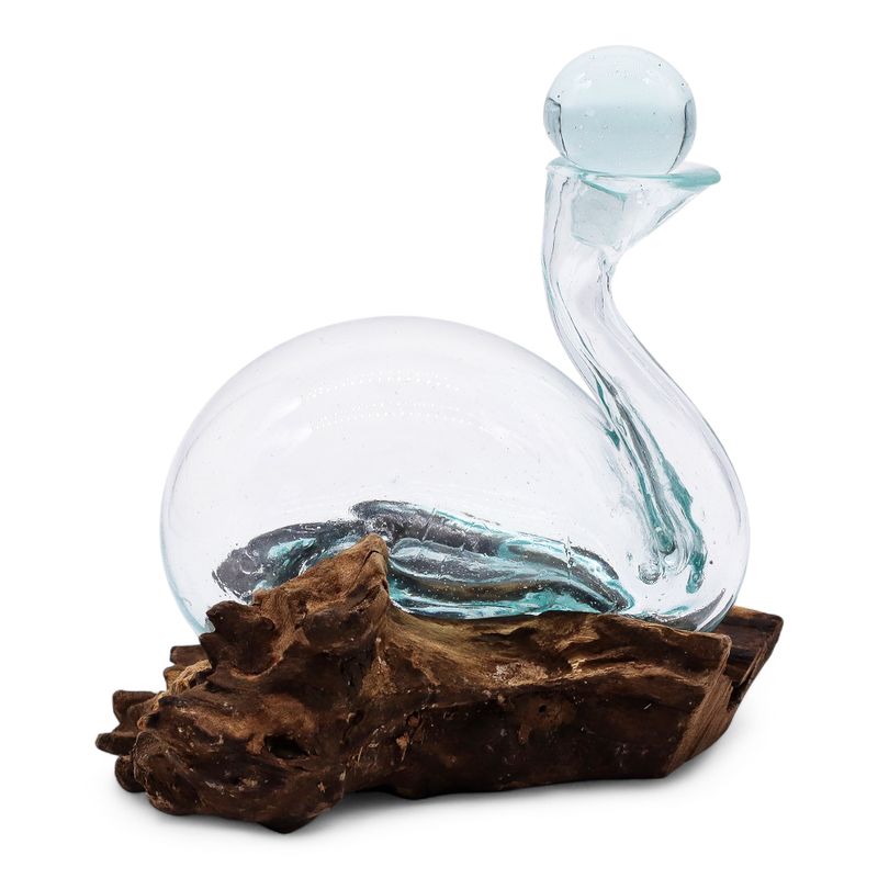 Vetro Soffiato su Legno - Decanter per Vino 19 cm