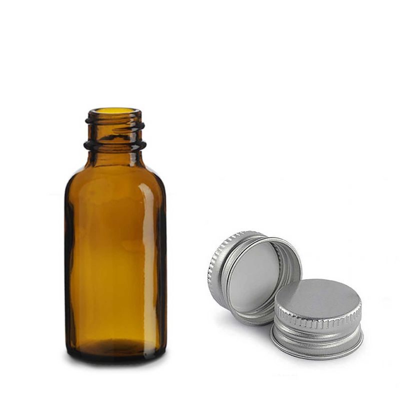 Bottiglie Boston in Vetro Ambrato 30ml Con Tappi Alluminio