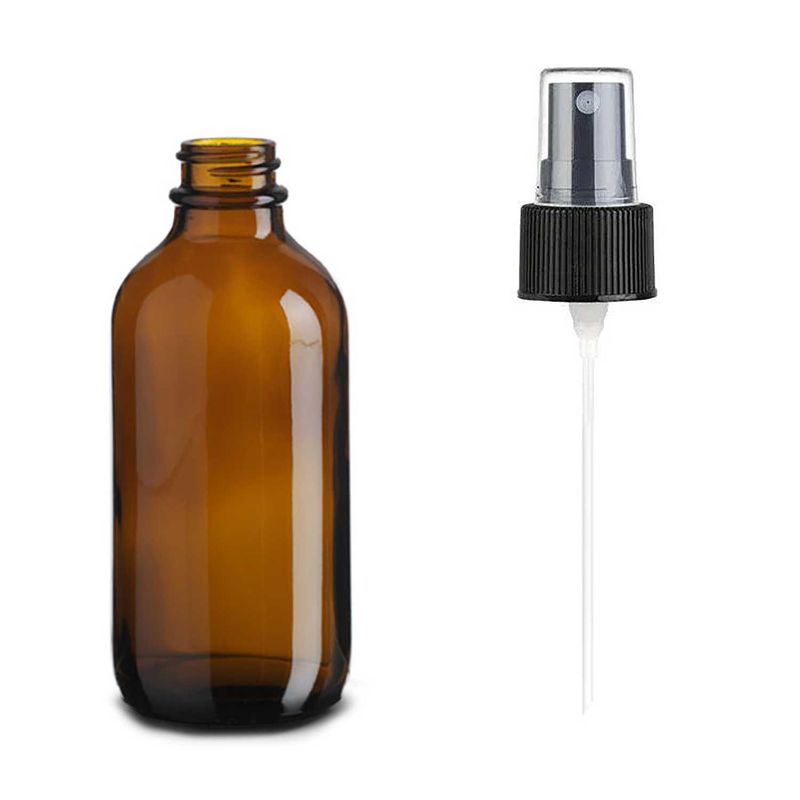 Bottiglie Boston in Vetro Ambrato 120ml Con Tappi Spray