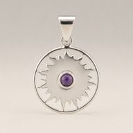 Pendenti Devozionali Placcati in Argento - Sole con Ametista