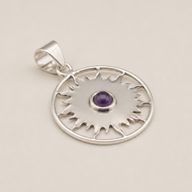 Pendenti Devozionali Placcati in Argento - Sole con Ametista