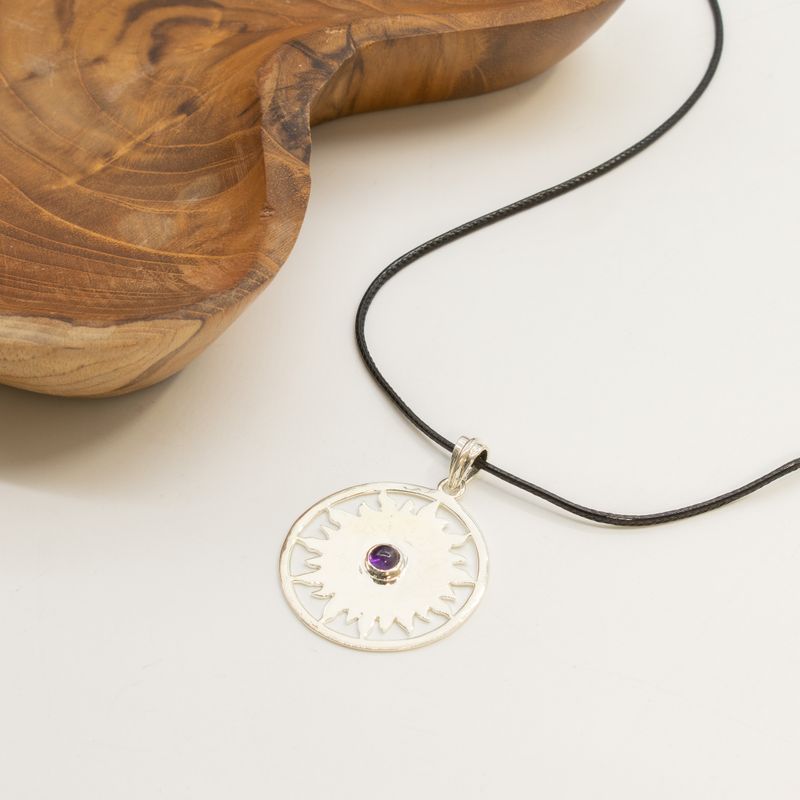 Pendenti Devozionali Placcati in Argento - Sole con Ametista