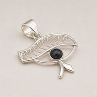 Pendenti Devozionali Placcati in Argento - Occhio di Cleopatra - Iolite