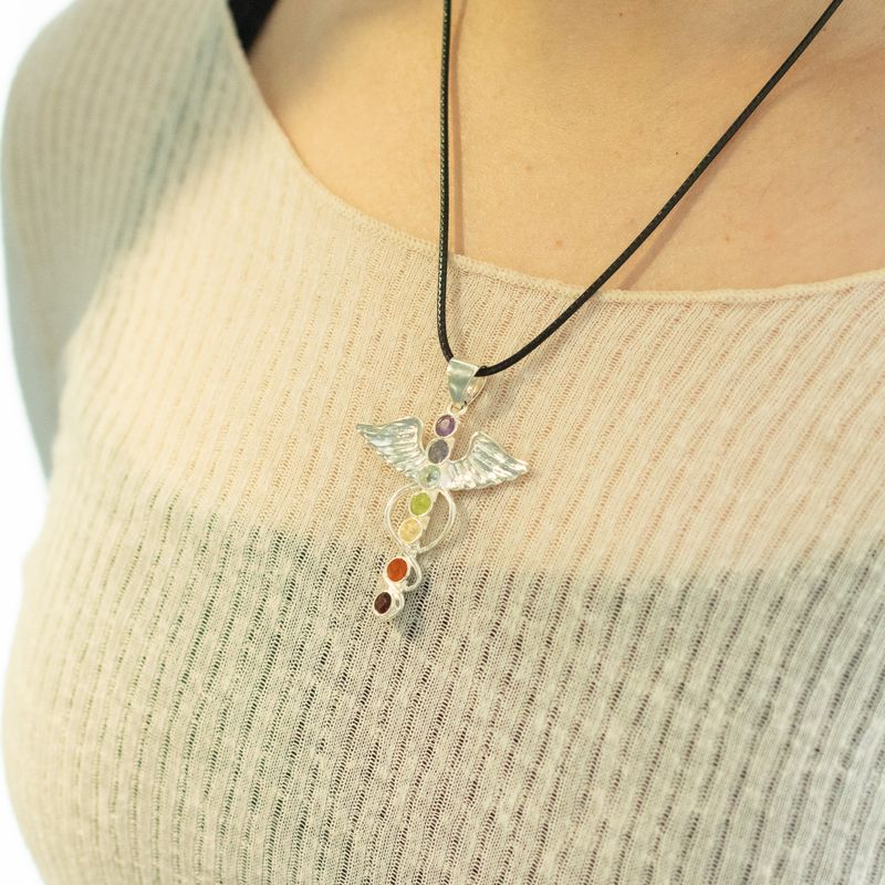 Pendenti Devozionali Placcati in Argento - Angelo Chakra