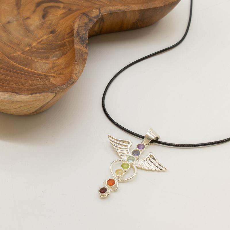 Pendenti Devozionali Placcati in Argento - Angelo Chakra