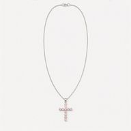 Pendenti Devozionali Placcati in Argento - Croce Quarzo Rosa