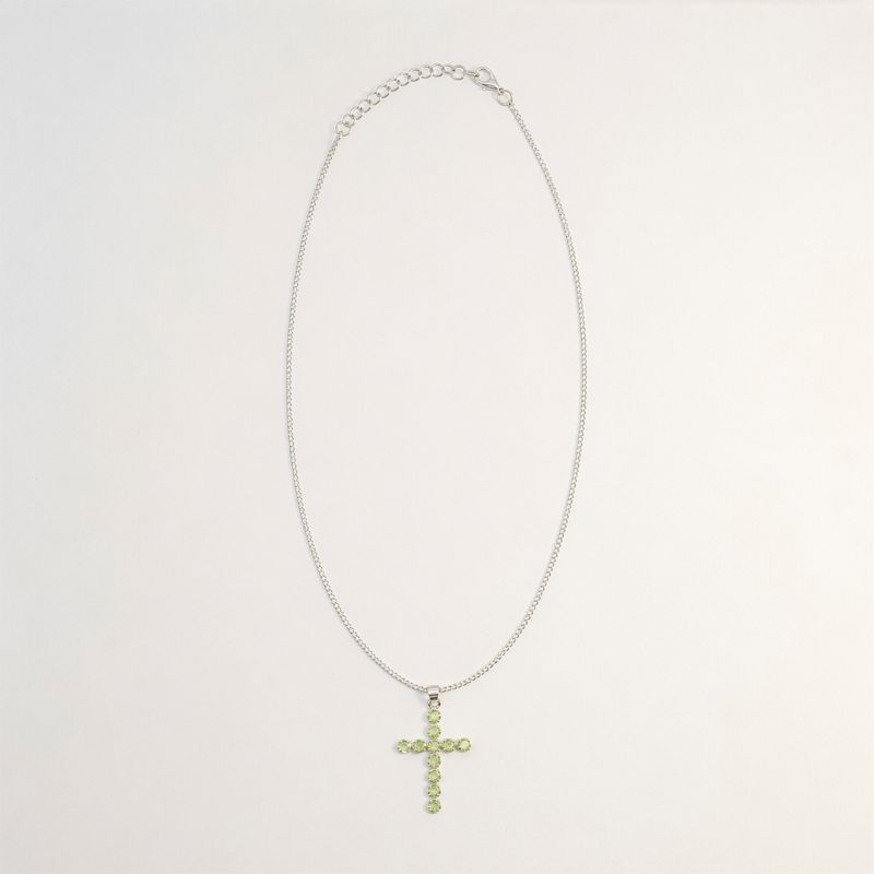 Pendenti Devozionali Placcati in Argento - Croce Peridoto