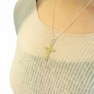 Pendenti Devozionali Placcati in Argento - Croce Peridoto