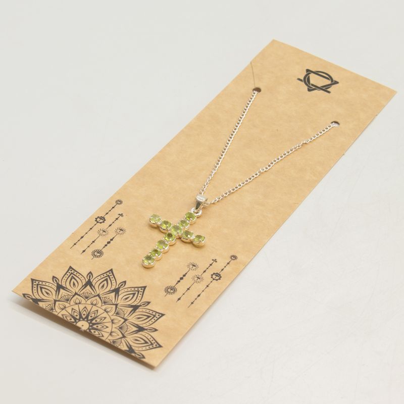 Pendenti Devozionali Placcati in Argento - Croce Peridoto
