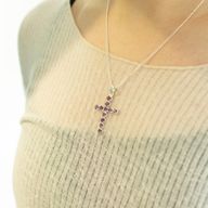 Pendenti Devozionali Placcati in Argento - Croce Ametista