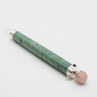Bacchetta "Cuore Verdeggiante" 23cm - Rubino in Fuchsite e Quarzo Rosa