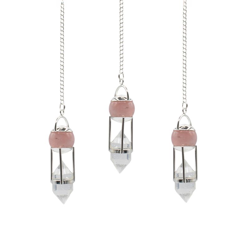 Pendolini Sussurri del Cuore - Quarzo Rosa e Quarzo Ialino