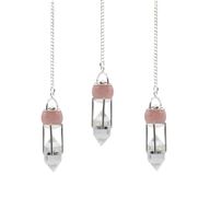 Pendolini Sussurri del Cuore - Quarzo Rosa e Quarzo Ialino