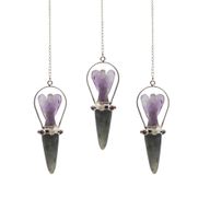 Pendolini "Camminatori del Velo" - Angelo con Fascia Chakra e Labradorite con Ametista