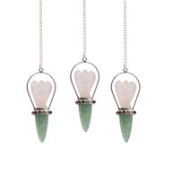 Pendolini "L’Oracolo del Cuore" - Angelo con Fascia Chakra - Quarzo Rosa e Avventurina Verde