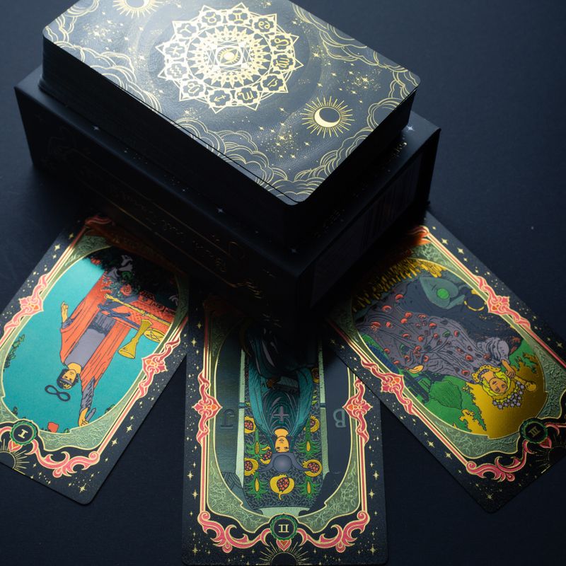Set di carte da tarocco con foglia d'oro - con libretto