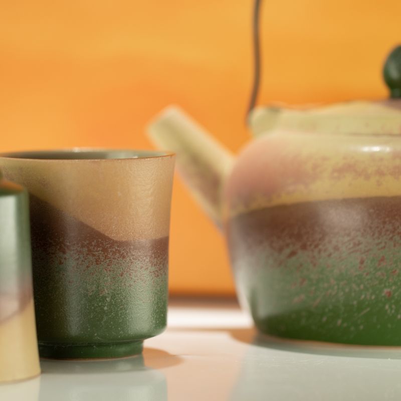 Set da tè giapponese in stile Kyusu - Per tè verde - Quattro tazze