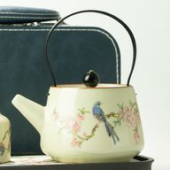 Set da viaggio di teiera e due tazze - Uccello Blu Dinastia Qing