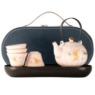 Set da tè da viaggio e quattro tazze - stile zucca vintage rosa