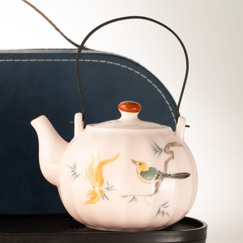 Set da tè da viaggio e quattro tazze - stile zucca vintage rosa