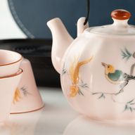 Set da tè da viaggio e quattro tazze - stile zucca vintage rosa
