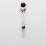 Bacchetta Prisma Celestiale - Sfera di cristallo mobile in ametista Stelo di quarzo - 12 cm