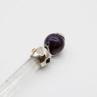 Bacchetta Prisma Celestiale - Sfera di cristallo mobile in ametista Stelo di quarzo - 12 cm