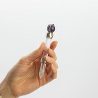 Bacchetta Prisma Celestiale - Sfera di cristallo mobile in ametista Stelo di quarzo - 12 cm