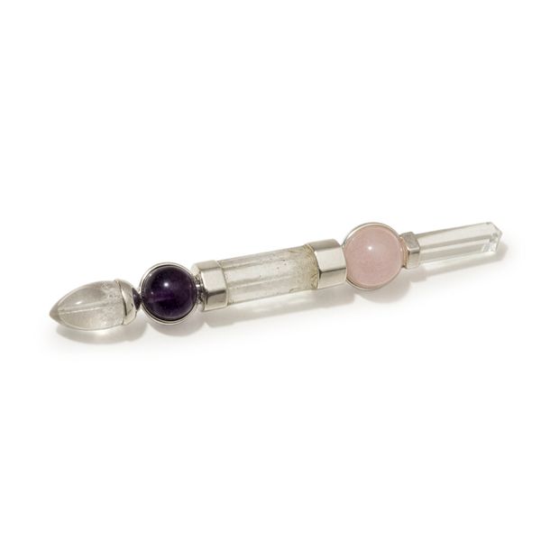 Bacchetta "Asse della Grazia" 12 cm - Ametista, Quarzo Rosa e Quarzo Ialino