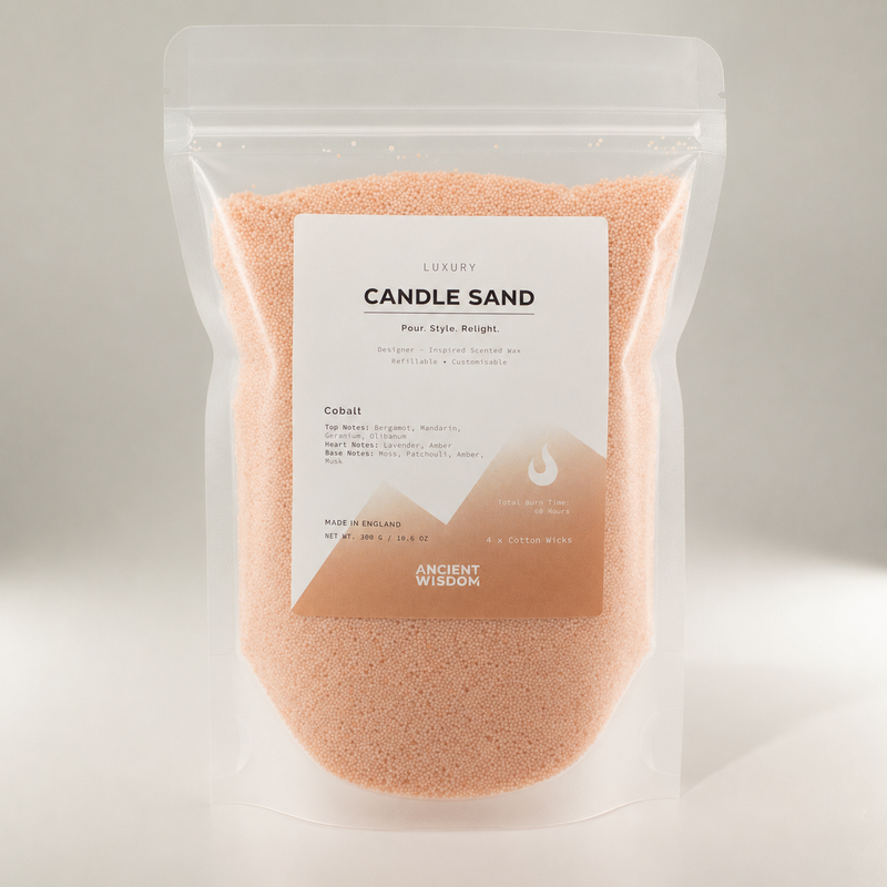 Candela profumata sabbia - taupe arancione - cobalto - 300 g