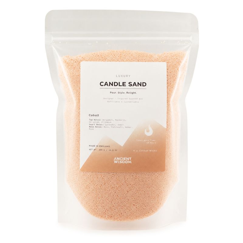 Candela profumata sabbia - taupe arancione - cobalto - 300 g
