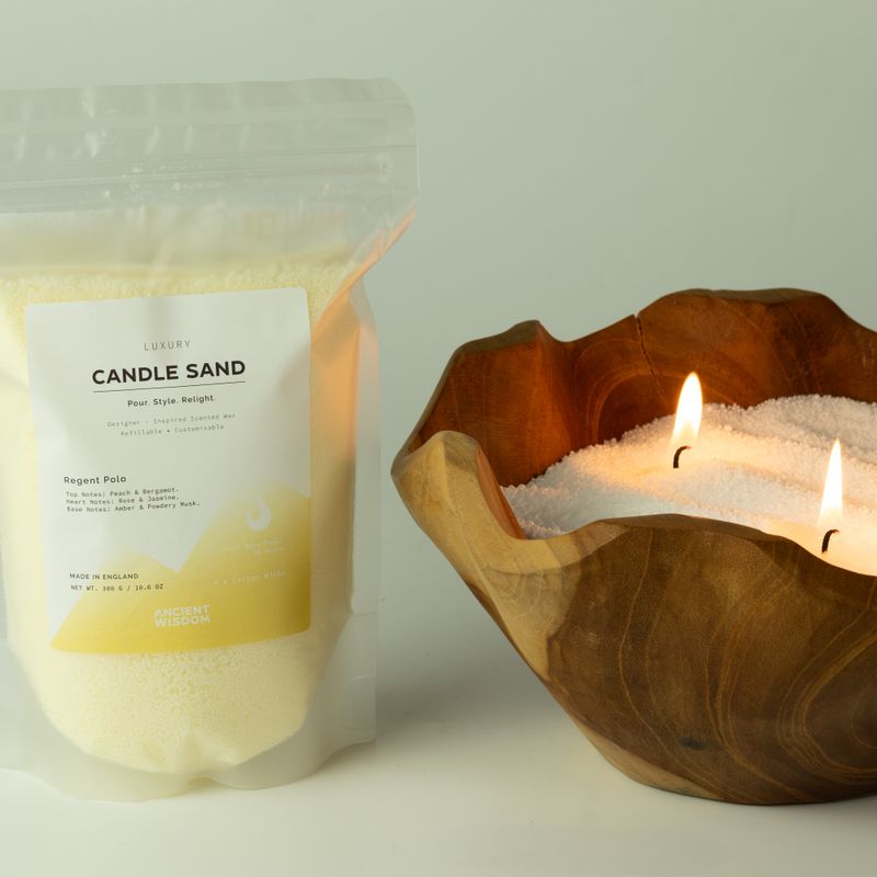 Candela profumata sabbia - taupe arancione - cobalto - 300 g