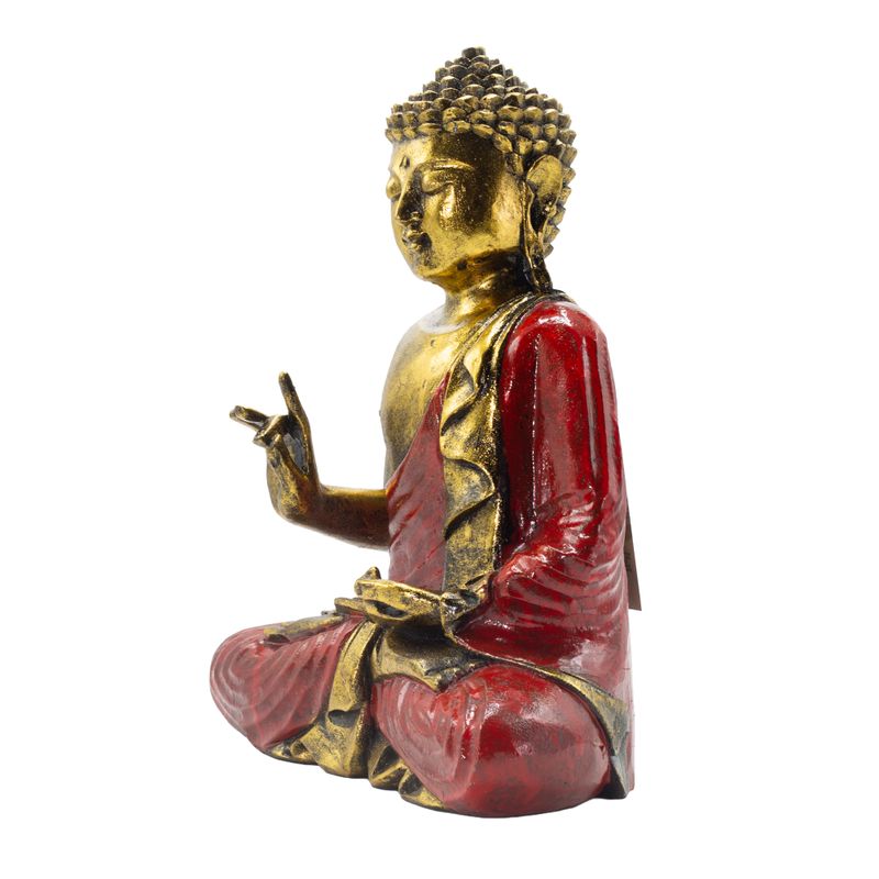 Buddha Rosso e Dorato - Extra Grande 30 cm - Mudra Abhaya (Nessuna Paura)