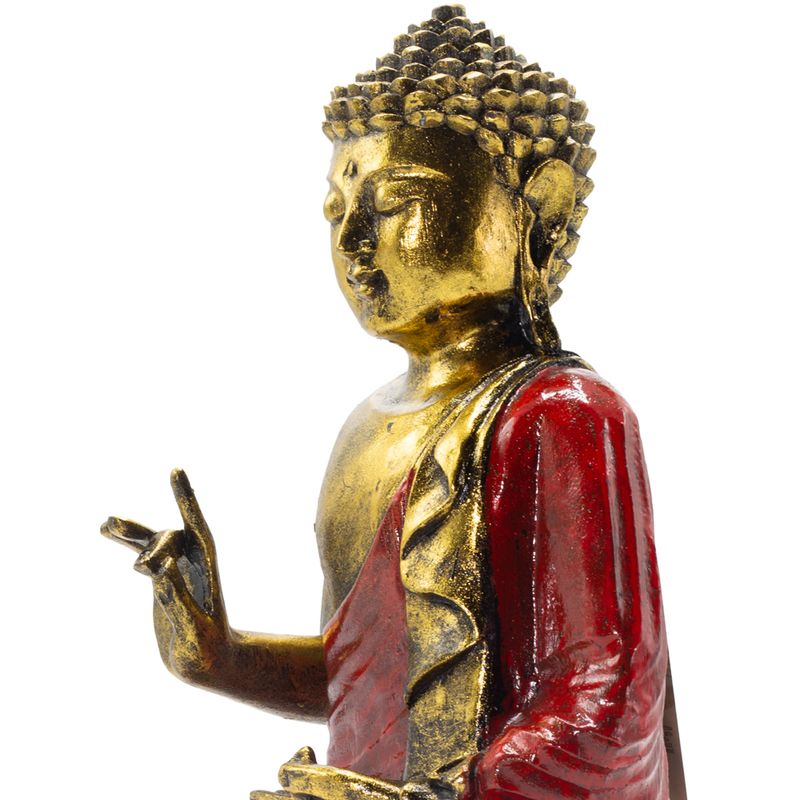 Buddha Rosso e Dorato - Extra Grande 30 cm - Mudra Abhaya (Nessuna Paura)