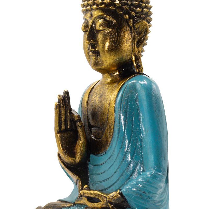 Buddha turchese e dorato - Extra Grande 40 cm - Mudra Vitarka (Saggezza)