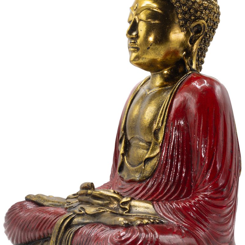 Buddha Rosso e Oro - Extragrande 40 cm - Duyana Mudra (Meditazione)