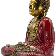 Buddha Rosso e Oro - Extragrande 40 cm - Duyana Mudra (Meditazione)