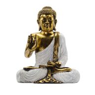 Buddha bianco e dorato - Extra grande 40 cm - Mudra Abhaya (Nessuna Paura)