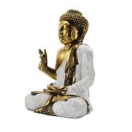 Buddha bianco e dorato - Extra grande 40 cm - Mudra Abhaya (Nessuna Paura)